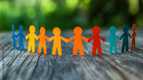 Paper cut colorful people, inclusion, community childhood concept