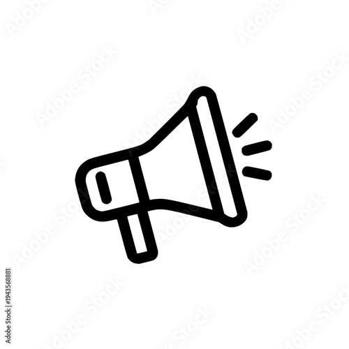 Megaphone Icon with Sound Waves on White Background
