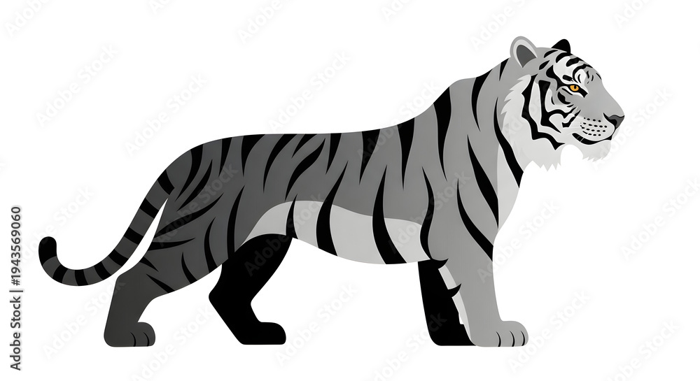 Obraz premium Isolated vector illustration of a wild striped tiger and zebra, featuring a powerful feline predator and safari animal in a clean nature-inspired design