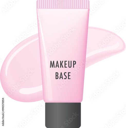 ピンクのメイク下地とスウォッチ背景