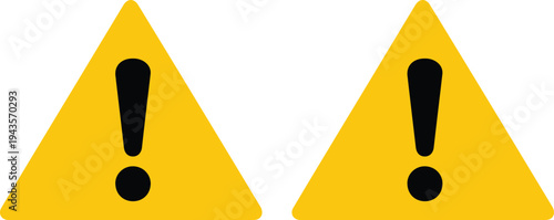 Simple warning symbol illustration with yellow rounded triangle and bold black exclamation mark on white background