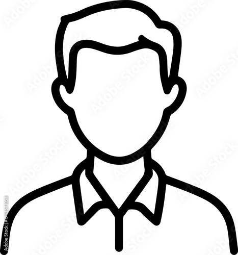 Hand Drawn Male Customer Service Agent Black and White Avatar Illustration in Minimal Line Art Style Design