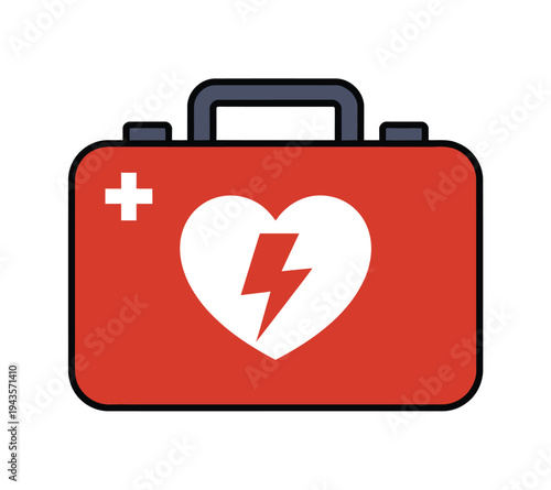 Defibrillator medical kit icon features a.
