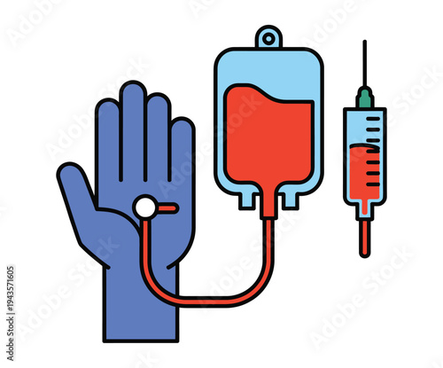Blood transfusion procedure shows intravenous.