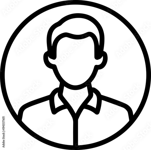 Hand Drawn Male Customer Service Agent Black and White Avatar Illustration in Minimal Line Art Style Design