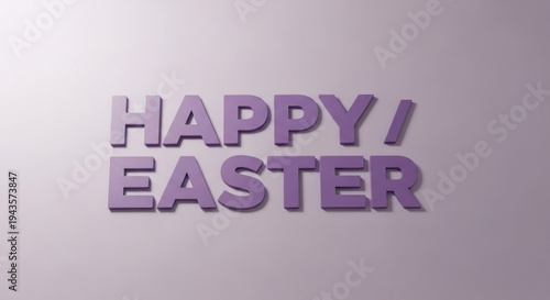 Vibrant Happy Easter greeting with purple text on gradient background