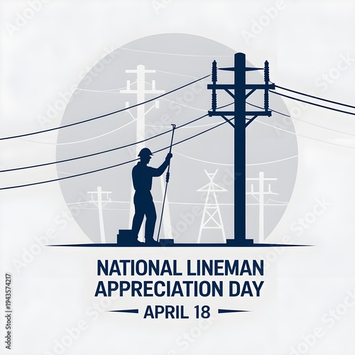 National Lineman Appreciation Day Minimalist Vector Illustration