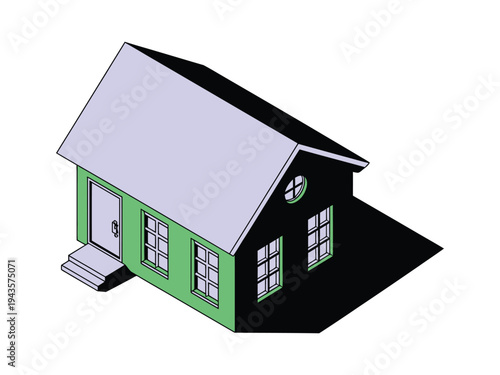 Green house sits under bright sunlight.