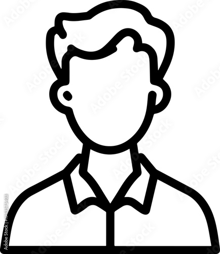 Hand Drawn Male Customer Service Agent Black and White Avatar Illustration in Minimal Line Art Style Design