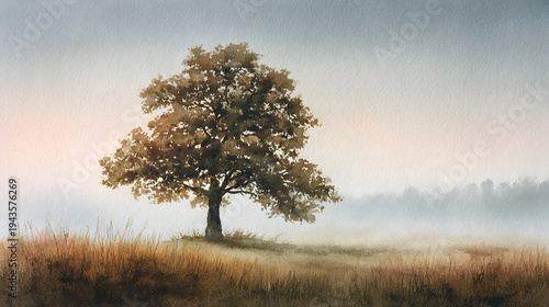 Large Tree Standing Alone Outdoors.