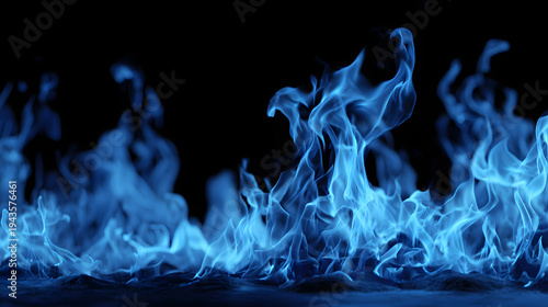 Blue flames burning on surface.