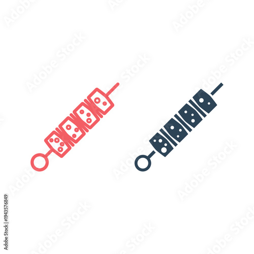 Kebab vector icons set, usually made of lamb and beef, various skewered meat dishes from Turkey. Vector illustration icon can be used for an app, website, or part of a logo.