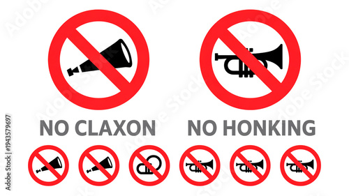 Free Download Traffic signs display no claxon and no honking symbols on a clean surface. - GFXLoad