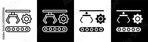 automation white icon set design