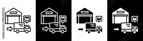 delivery white icon set design