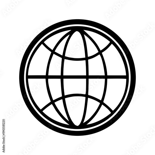 Stylized globe icon representing the world or internet connectivity with globe with world with icon with internet with network with communication with earth
