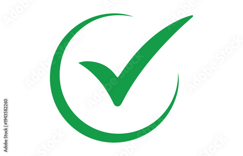 Green Check Mark with Circular Stroke – Validation, Verification and Success Status Icon for Modern UI Design
