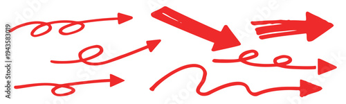 使いやすい手描き矢印デザイン素材・赤