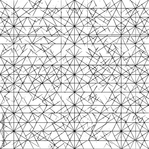 Abstract grid pattern with radiating lines and scattered strokes creating a complex design element