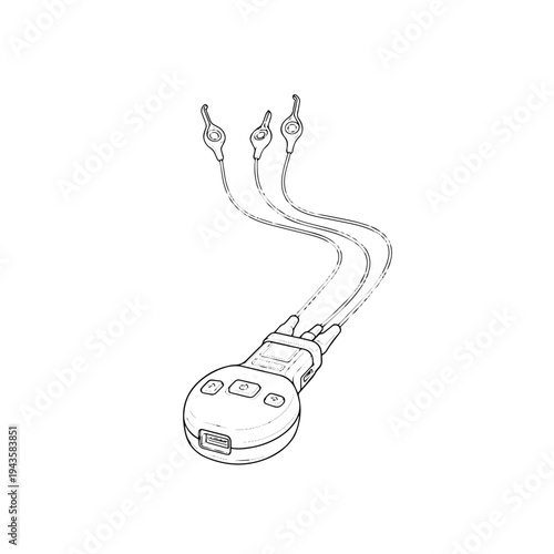 Deep Brain Stimulator Medical Implant Black and White Vector Icon – Neurology Brain Stimulation Device