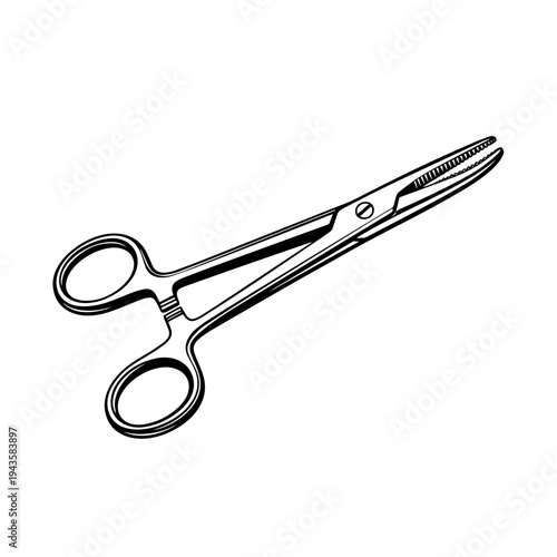 Medical Forceps Surgical Tool Black and White Vector Icon – Hospital Surgery Instrument Line Art