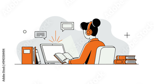 Online Learning Flat vector illustration