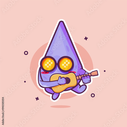 cool petroleum oil drop character mascot playing guitar isolated cartoon