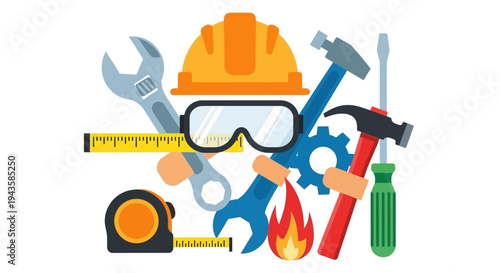 A Collection of Construction and Safety Tools for Building Projects and Industrial Work