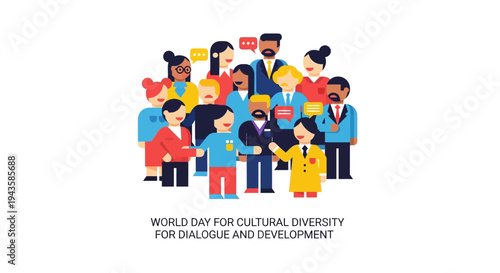 Global community engaging in vibrant dialogue, promoting cultural diversity, inclusion, and development through collaborative understanding