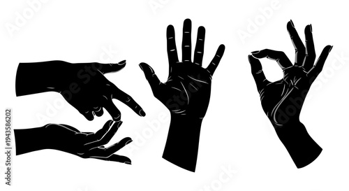 Diverse Human Hand Gestures Collection Expressive Silhouettes for Communication and Interaction