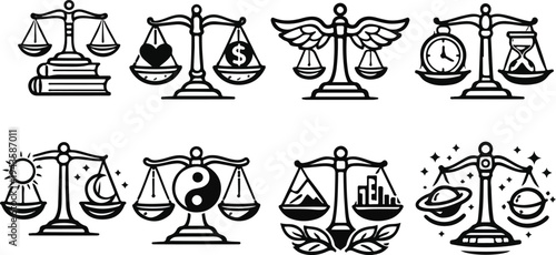 Creative Balance Scales Symbol Set Illustration with Balance Scales Symbol mega collection.