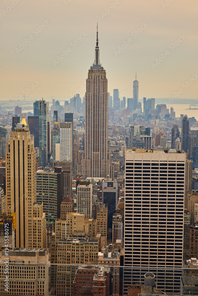 Fototapeta premium Iconic view of New York City skyline from above as a vertical image