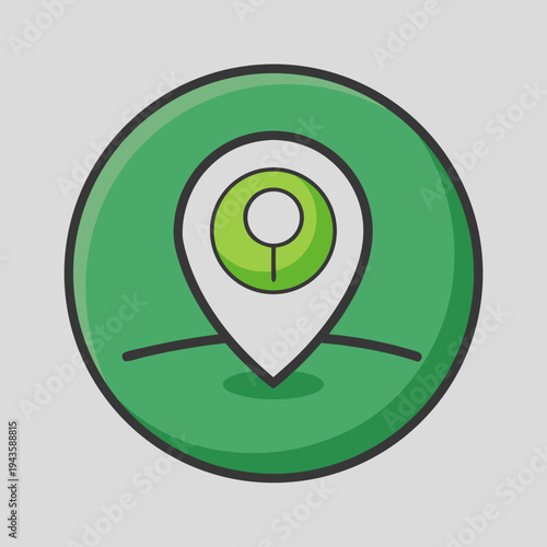 Stylized green location pin icon with a circular background, perfect for navigation and mapping applications.