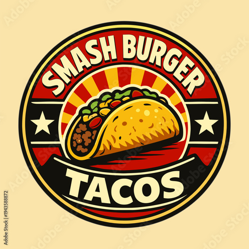 Smash burger taco logo vector