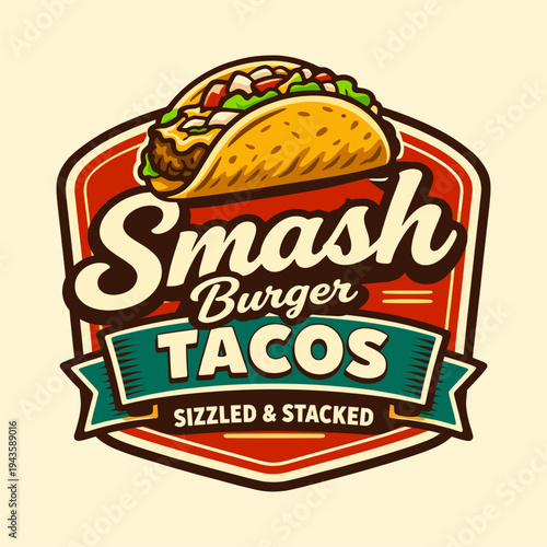 Smash burger taco logo vector