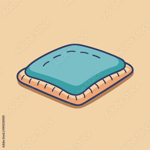 A simple vector icon depicting a soft teal cushion with rounded edges, isolated on a light background