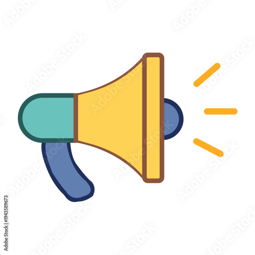 Megaphone announcement marketing promotion icon flat color