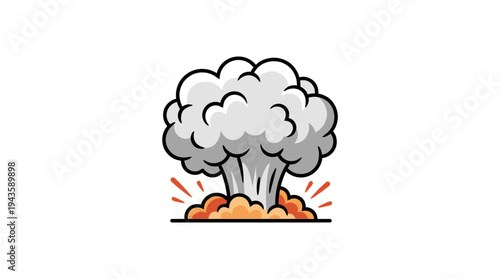 Explosion smoke cloud vector icon cartoon dust impact illustration