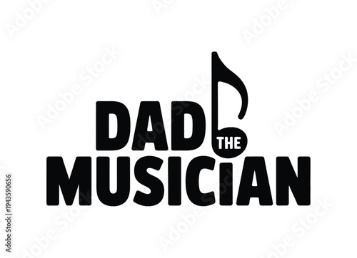 A logo for a musician dad with a musical note and text