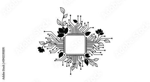 Technology merges with nature, symbolizing innovation and growth