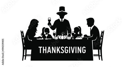 Family gathering around a table for a joyful Thanksgiving celebration