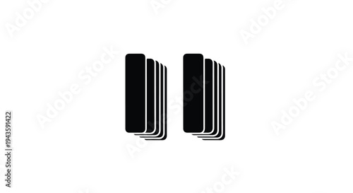 Two stacks of black credit cards or smart cards on a white background