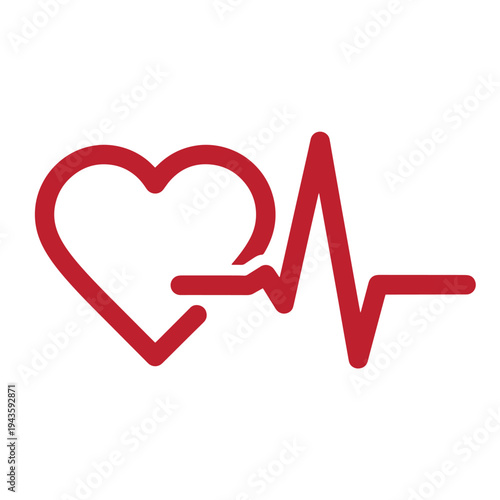 Red heart beat line icon for health and medical concepts  symbolizing love and vital signs