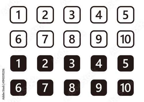 数字のセット（楕円長方形）