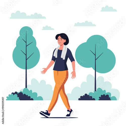 Woman Walking Outdoors for Exercise