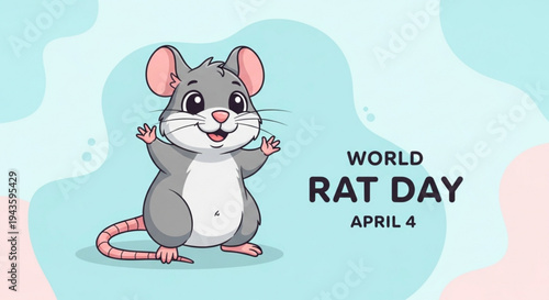Cute cartoon rat celebrating world rat day on april 4 with colorful background