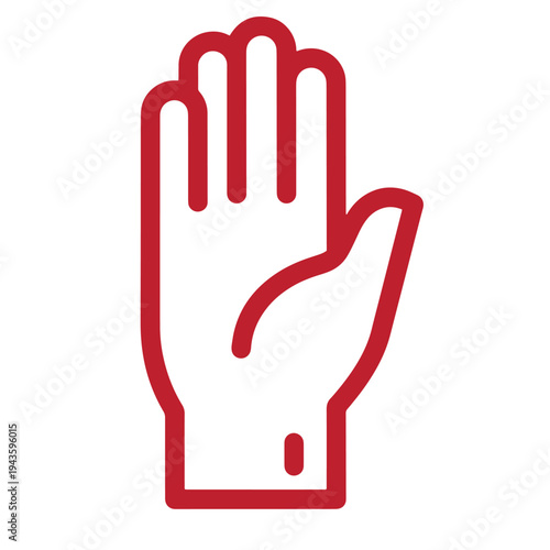 red line hand gesture icon for stop or silence or no or rejection isolated on white background