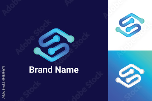 Initial letter 3D S technology logo design. vector icon logotype for digital abstract tech dot connection