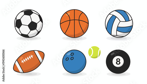Collection of various sports balls used in games and athletic competitions around the world