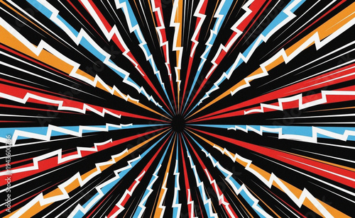Explosive comic book style radial lightning burst with dynamic energy lines